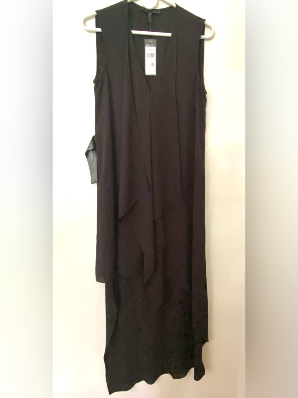 BCBGMaxAzria Black Layered V-Neck Maxi Skirt
